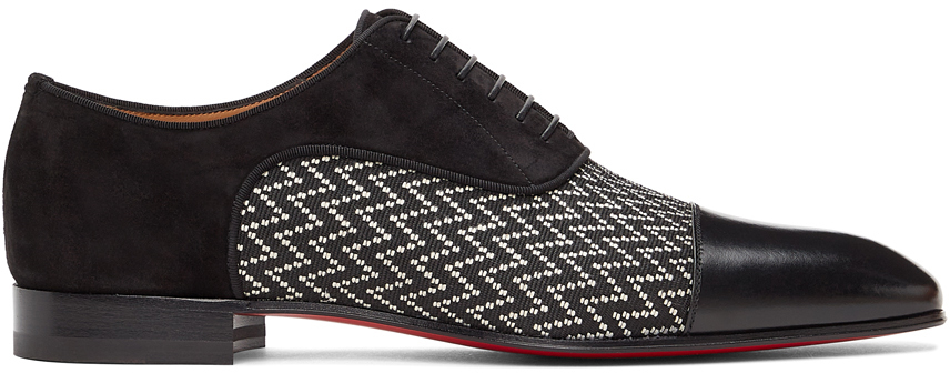 Christian Louboutin Black & White Greggo Flat Loafers In Bk01 Black