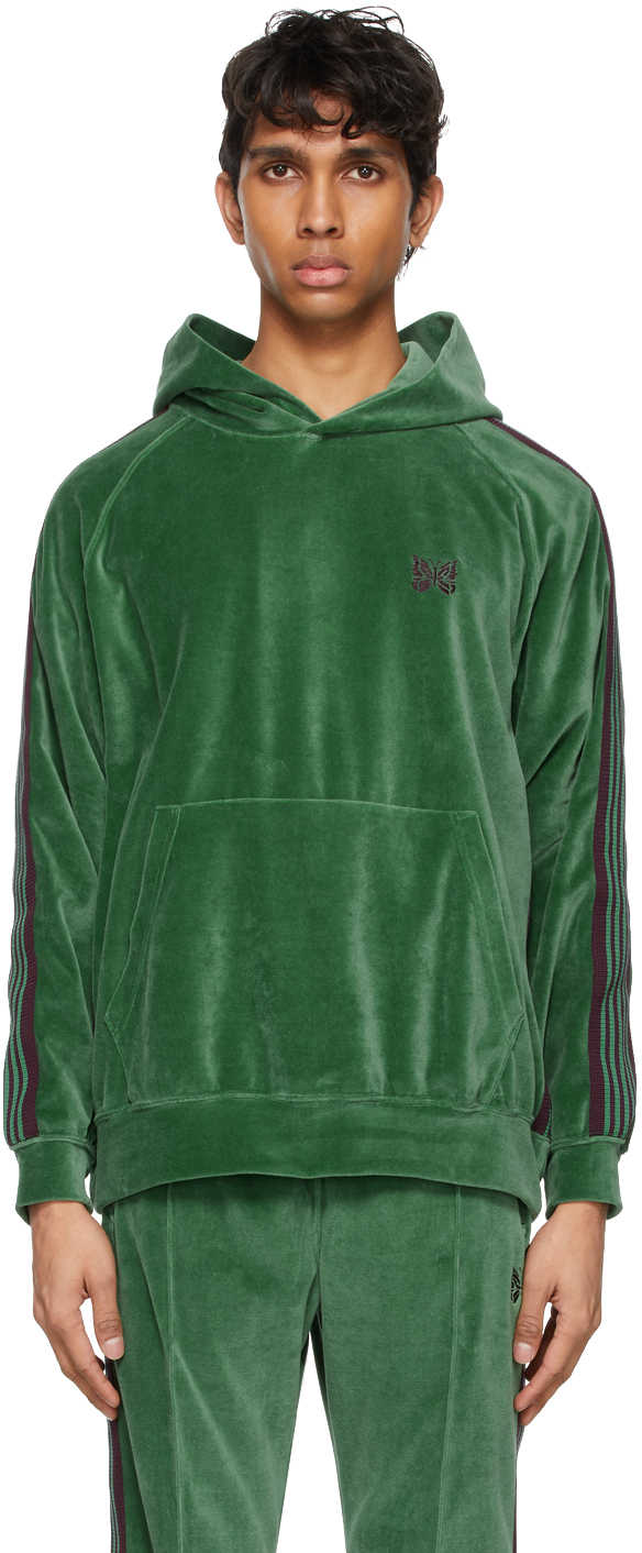 Green Velour Track Hoodie by Needles on Sale