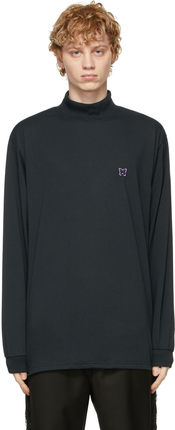 Black Mock Neck Logo Long Sleeve T-Shirt