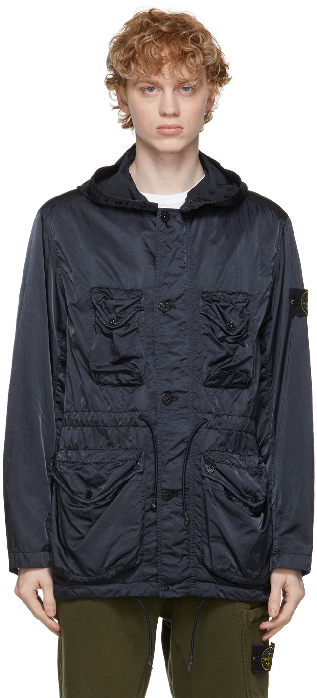 Stone Island: Navy Nylon Raso-TC Coat | SSENSE