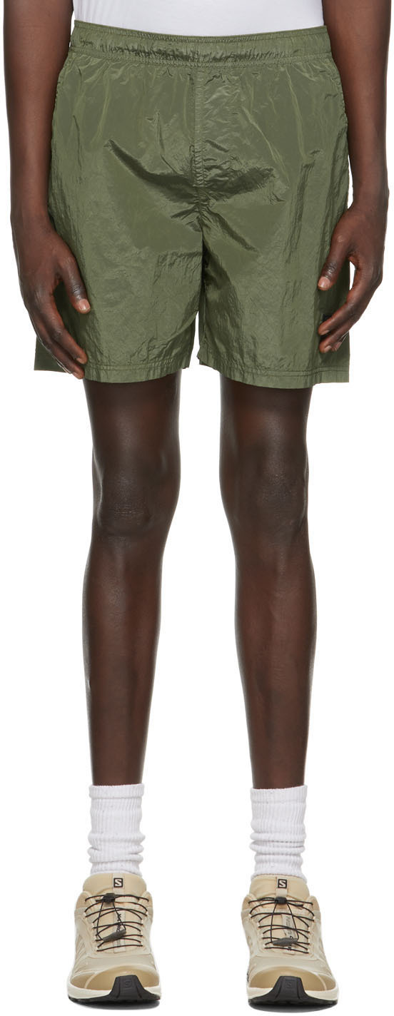 Stone Island: Khaki Logo Patch Swim Shorts | SSENSE Canada