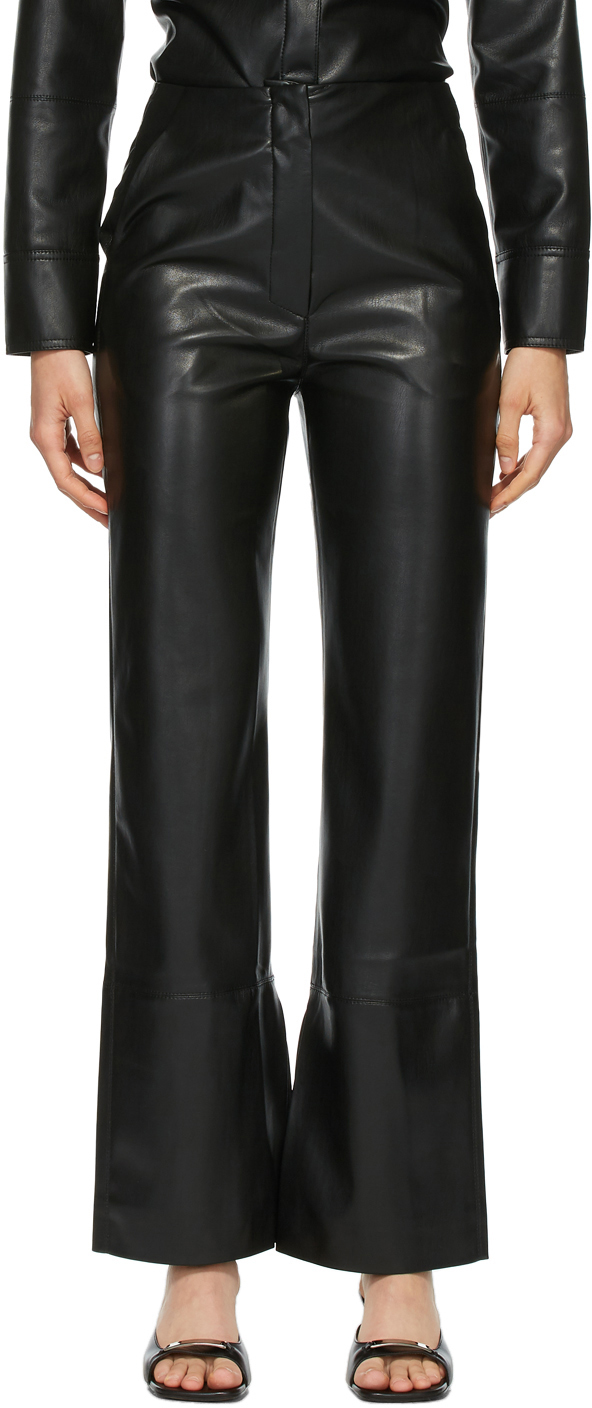 Nanushka: Black Vegan Leather Rhyan Trousers | SSENSE