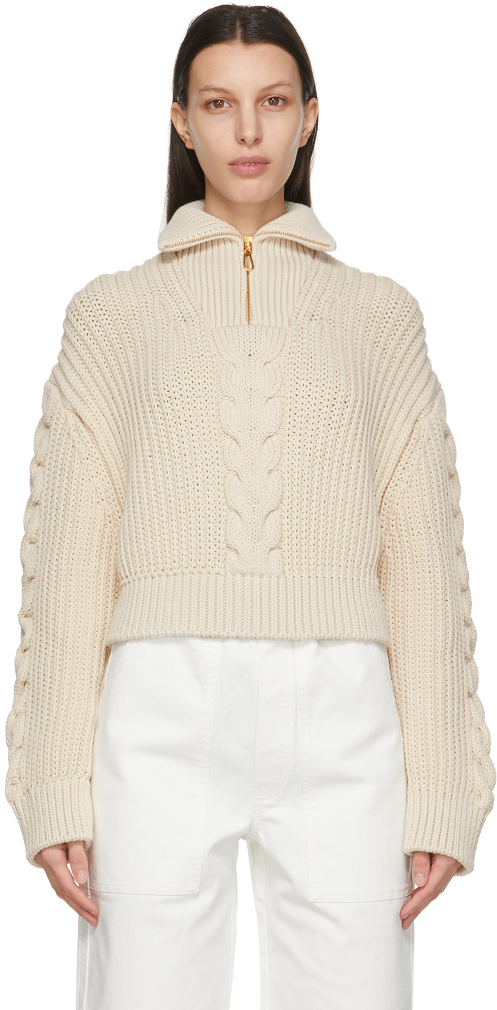 Nanushka: Off-White Eria Zip-Up Sweater | SSENSE
