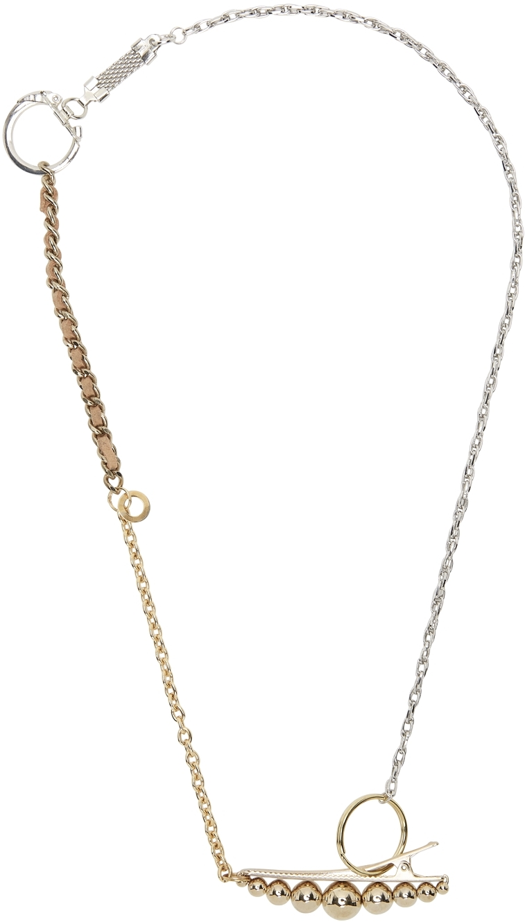 Gold & Silver Materialmix Hair Pin Necklace