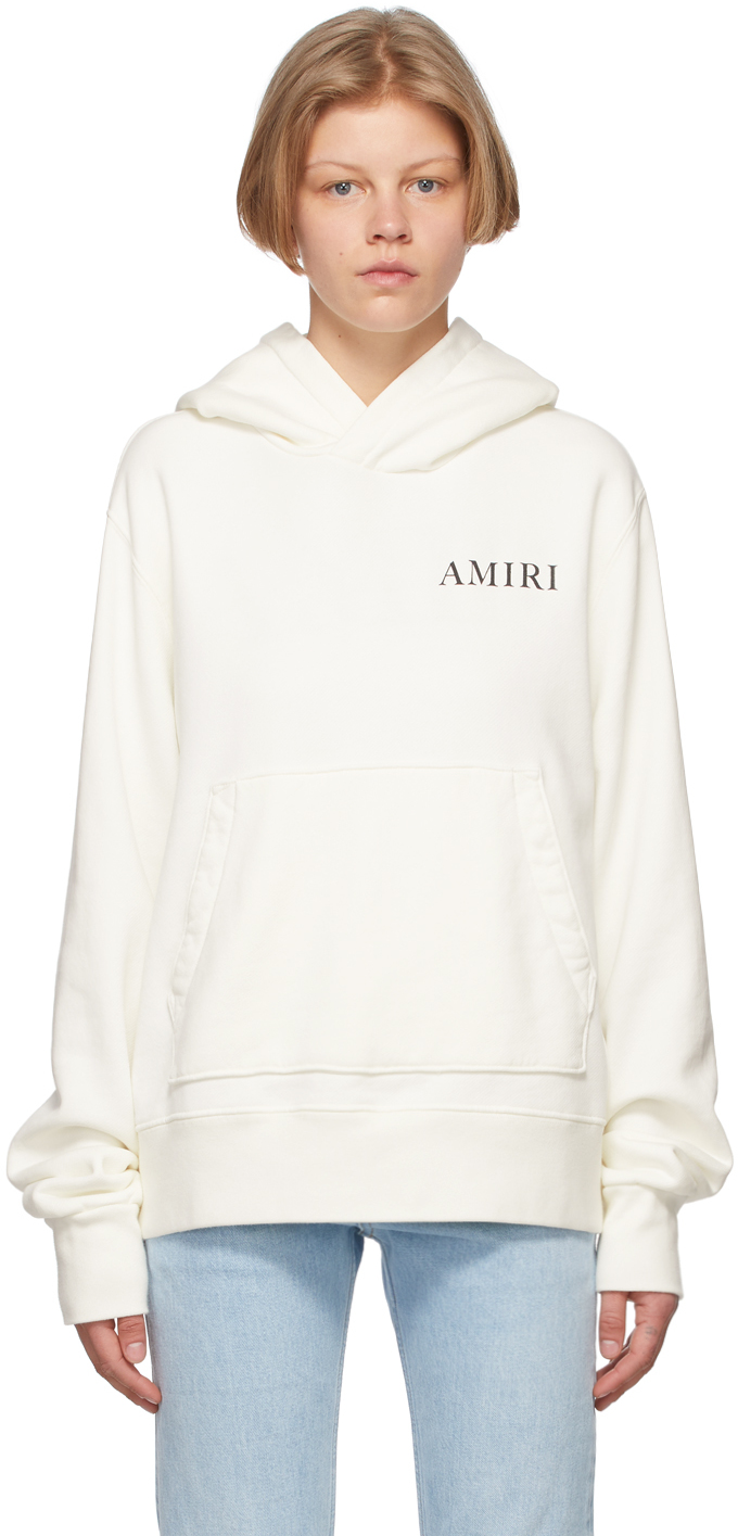 Amiri White Psychedelic Fitted Hoodie In Snow