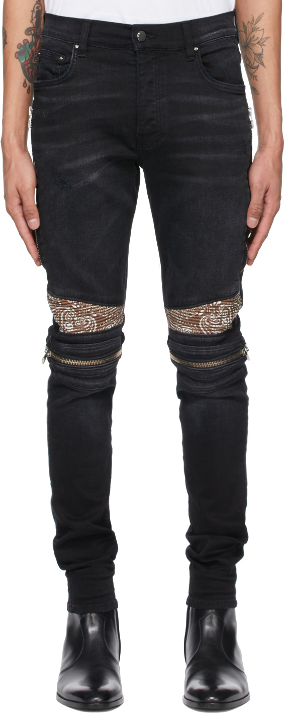 AMIRI Black & Brown MX2 Bandana Jeans