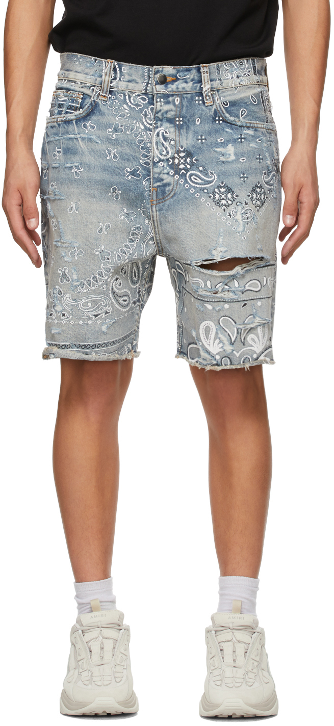 AMIRI: Blue Bandana Print Shorts | SSENSE