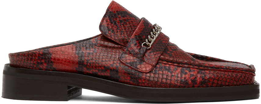 Martine Rose Red Snake Loafer Mules ModeSens