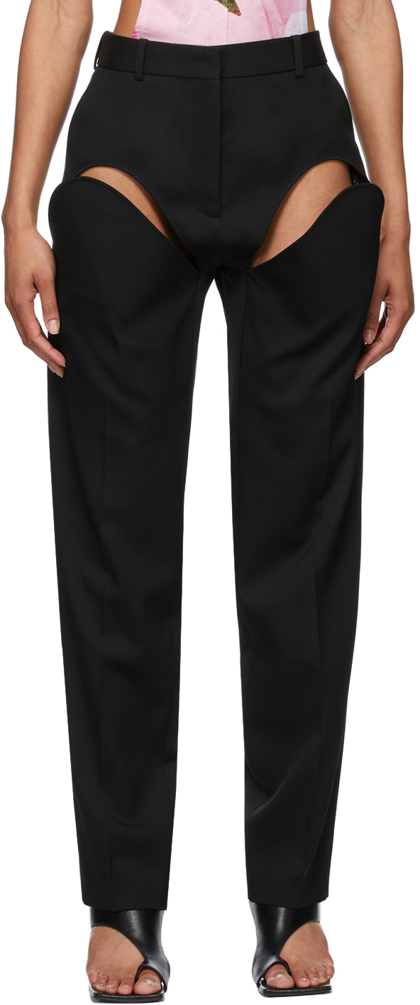 Y/PROJECT BLACK CLASSIC FRONT CUT TROUSERS