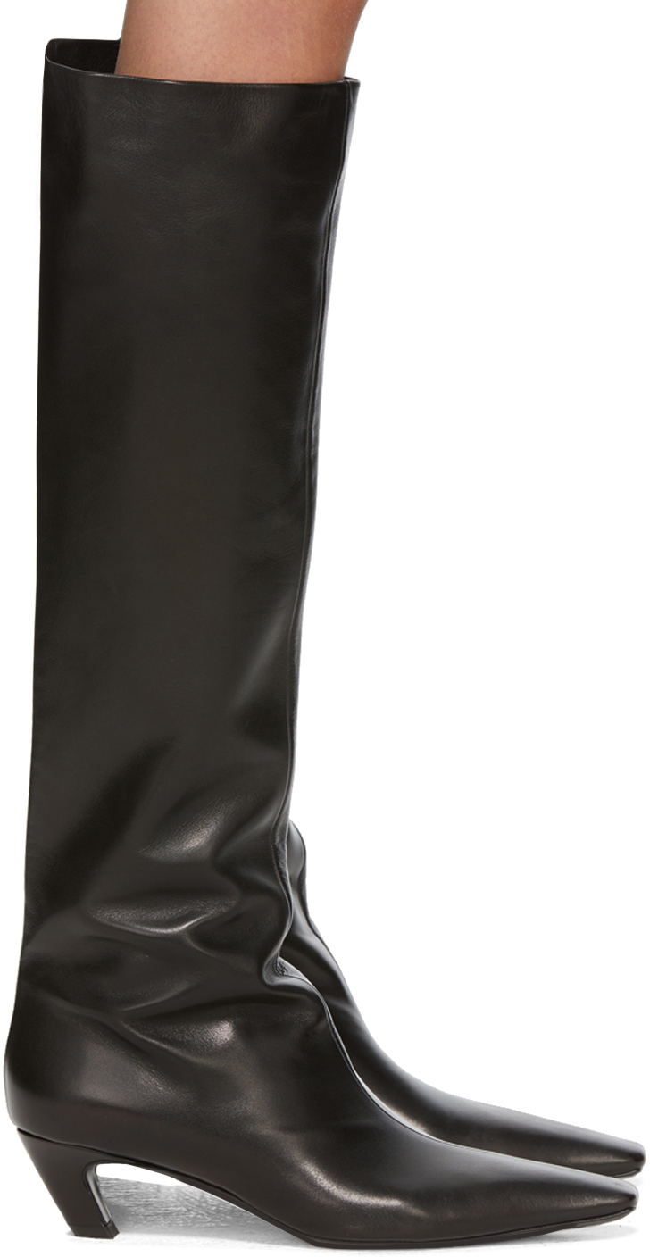 Buy > slouch black leather boots > in stock