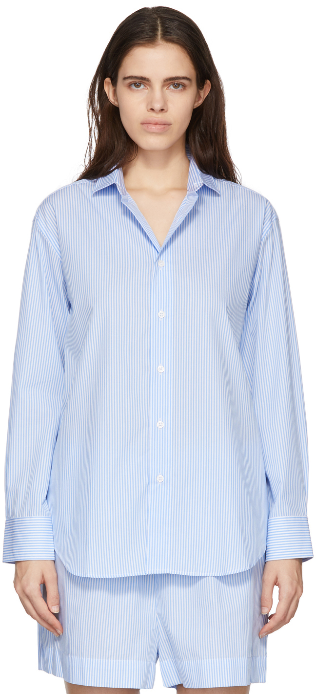 Baserange: Blue Striped Ole Shirt | SSENSE