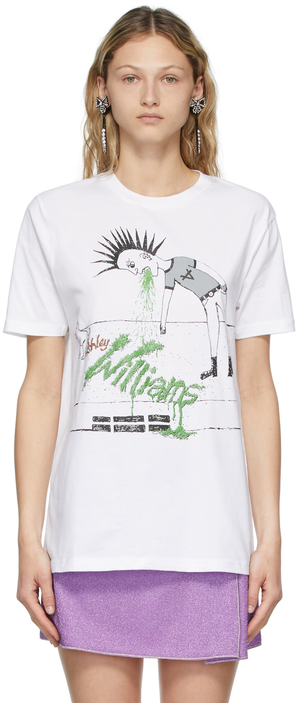 Ashley Williams White Vomit T-shirt