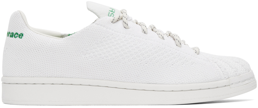 adidas x Humanrace by Pharrell Williams White Primeknit Superstar Sneakers