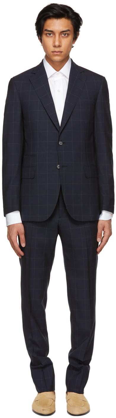 Brioni Blue Check Pre Couture Suit 211959M196087