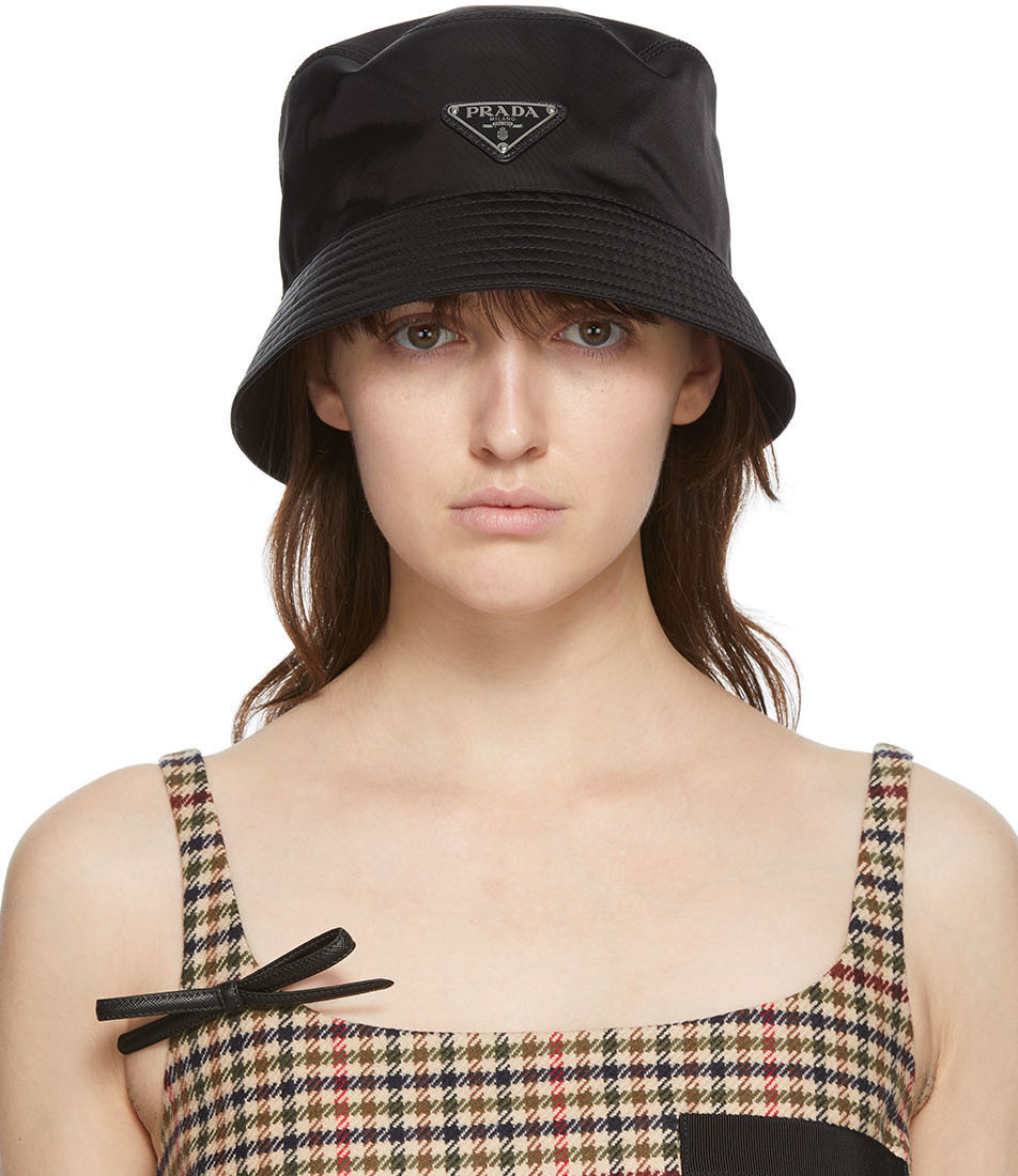 Prada: Black Nylon Bucket Hat | SSENSE Canada