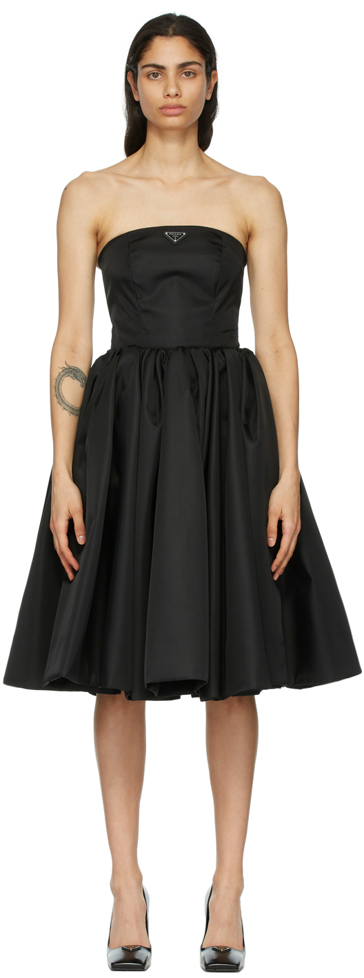 Shop Prada Black Re-nylon Corset Dress In F0002 Black