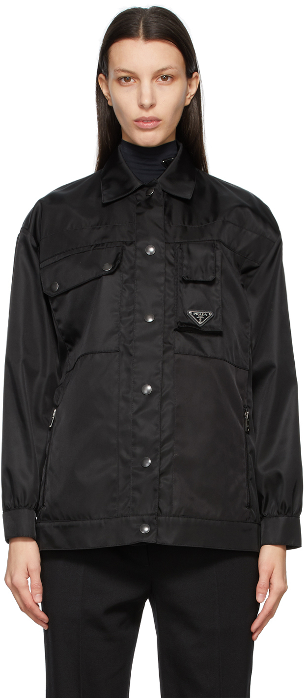 Prada: Black Re-Nylon Gabardine Jacket | SSENSE Canada