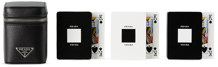Prada Black Saffiano Playing Card Kit