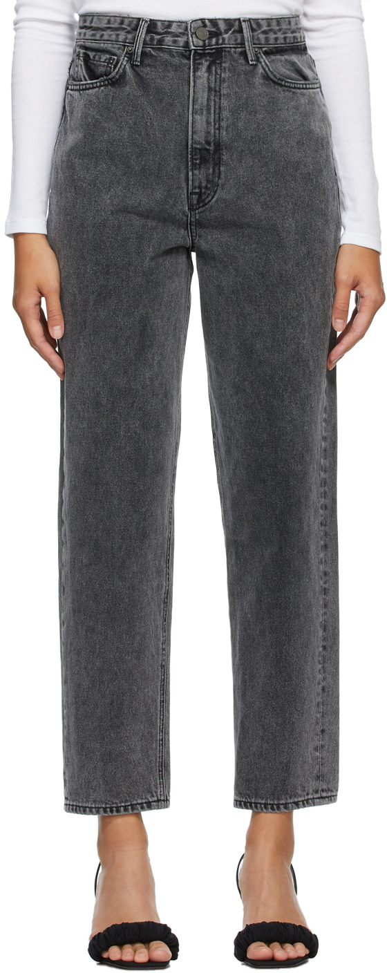 high rise gray jeans
