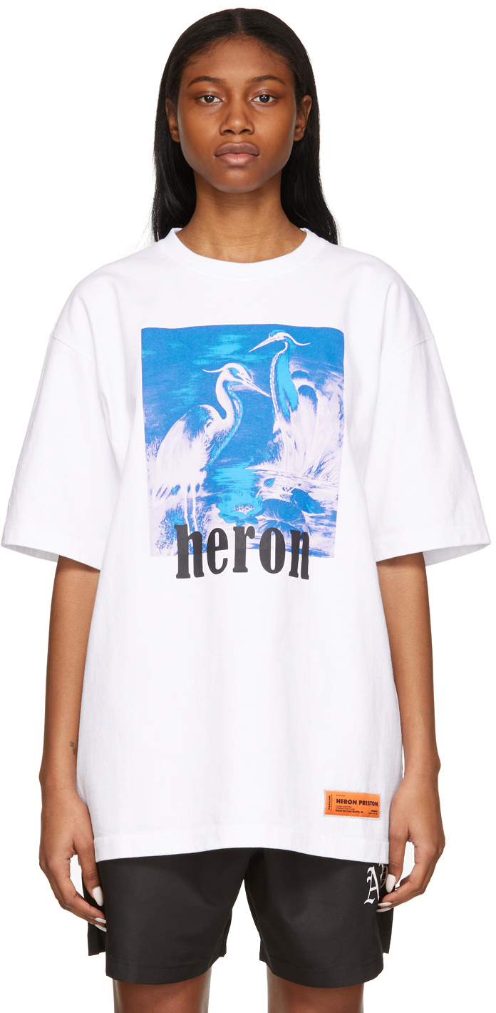 Heron Preston White & Blue Herons T-Shirt
