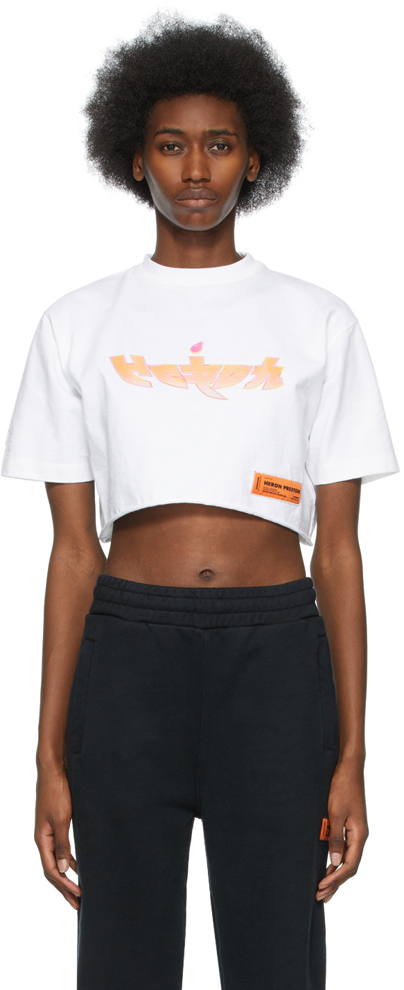 White Cropped T-Shirt by Heron Preston 