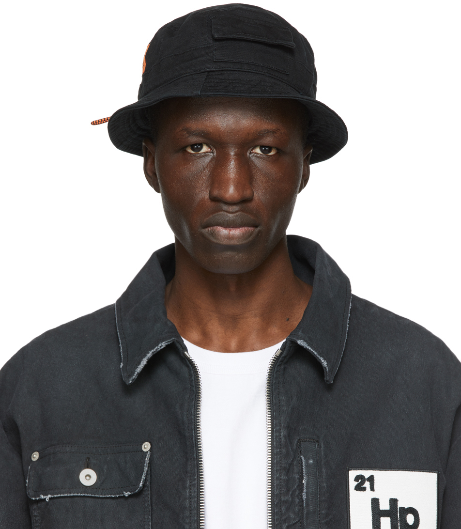 Heron Preston: Black Twill Bucket Hat | SSENSE