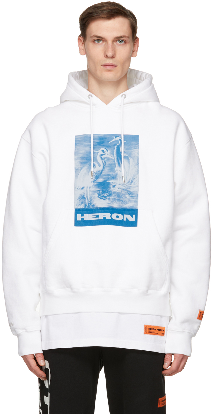 Heron Preston: White Halo Hoodie | SSENSE