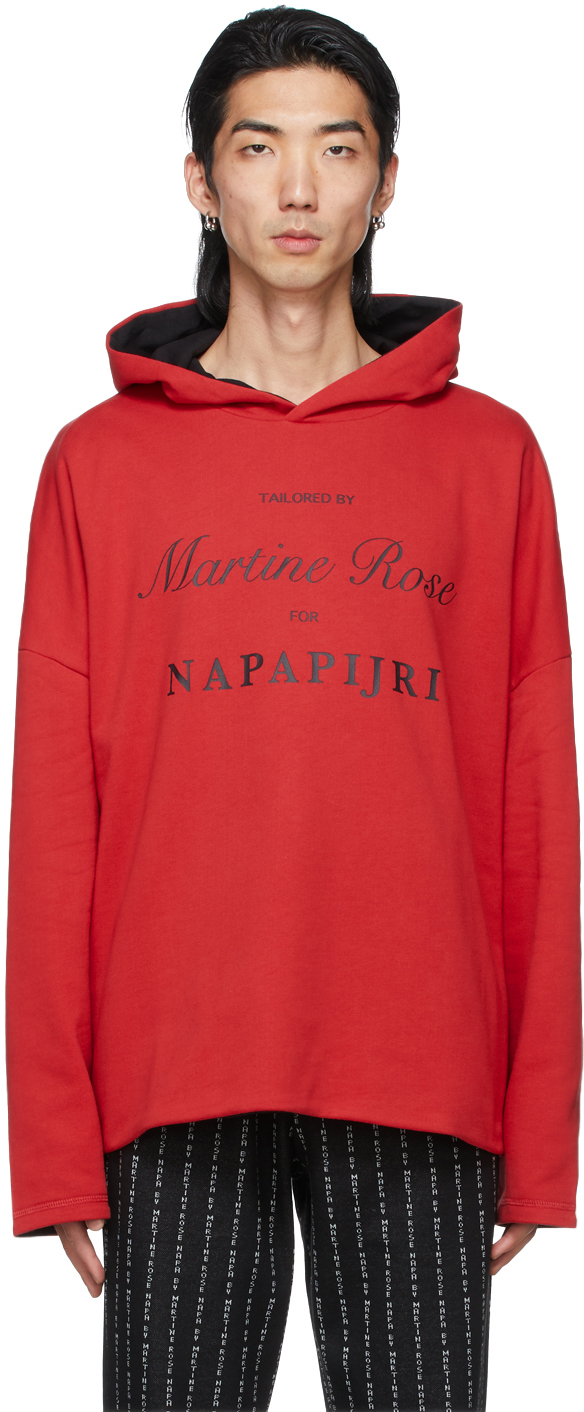 NAPA by Martine Rose: Reversible Red & Black B-Parma Hoodie | SSENSE