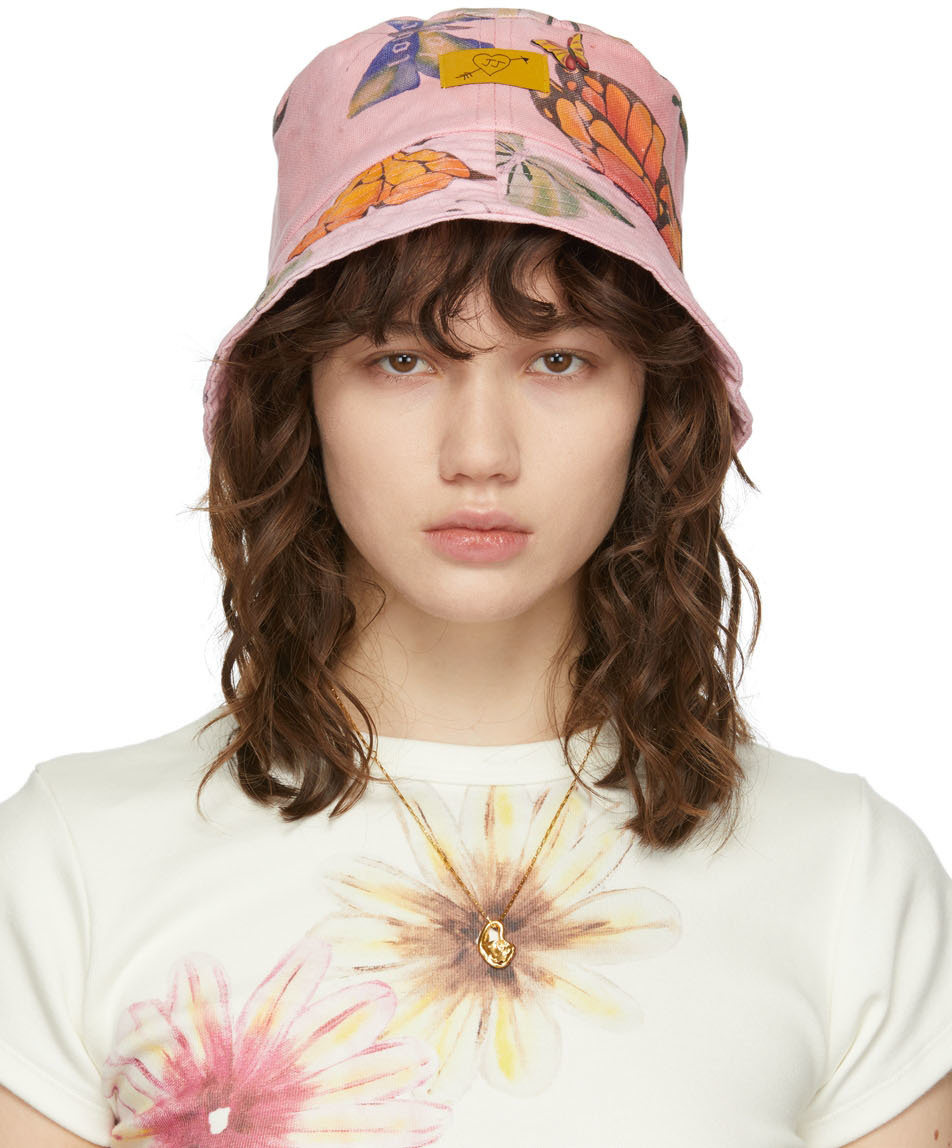Juliet Johnstone SSENSE Exclusive Pink Butterfly Bucket Hat