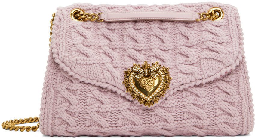 Dolce & Gabbana Pink Large Knit Devotion Shoulder Bag   Smart Closet