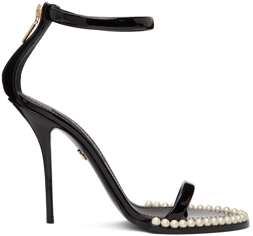 Dolce & Gabbana Black Pearl Keira Heeled Sandals