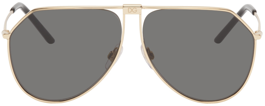 Dolce & Gabbana: Gold Slim Aviator Sunglasses | SSENSE