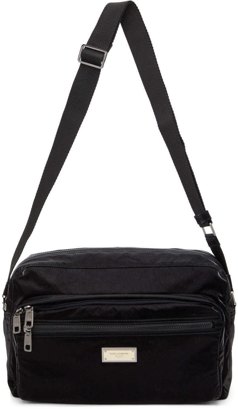 Dolce & Gabbana Black Nero Sicilia DNA Nylon Messenger Bag | Smart Closet