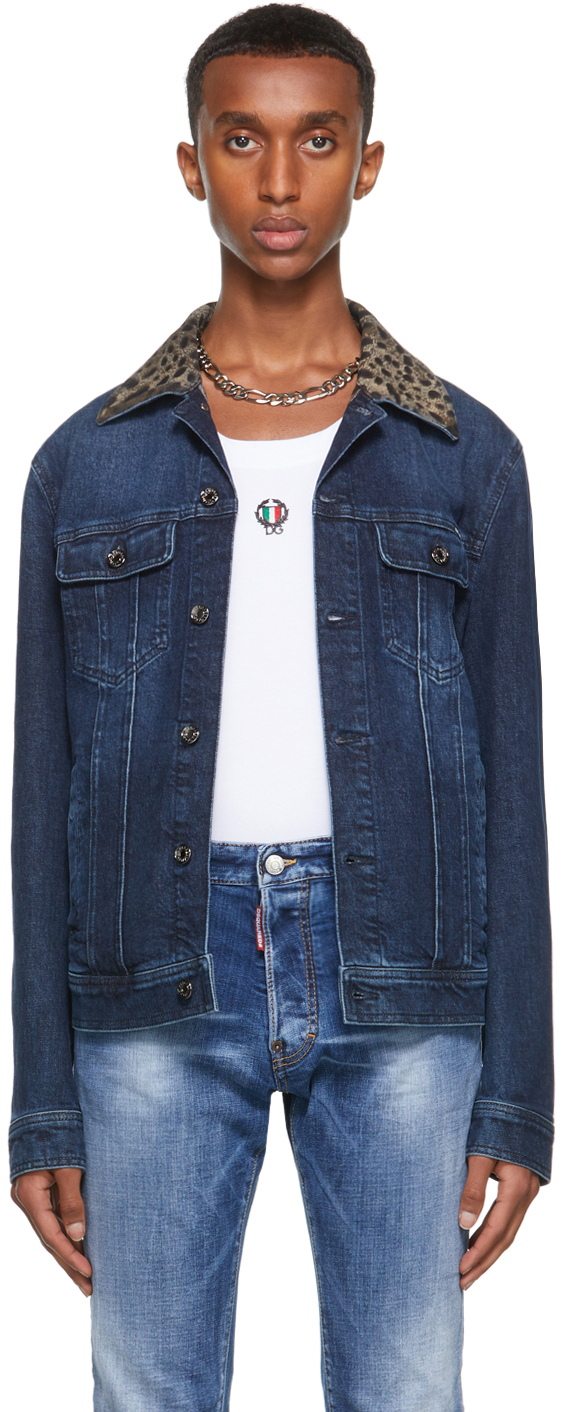 mens leopard denim jacket