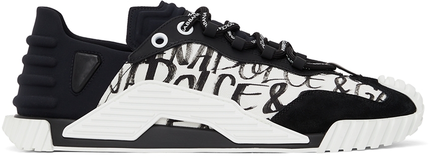 Dolce & Gabbana Black & White NS1 Graffiti Sneakers