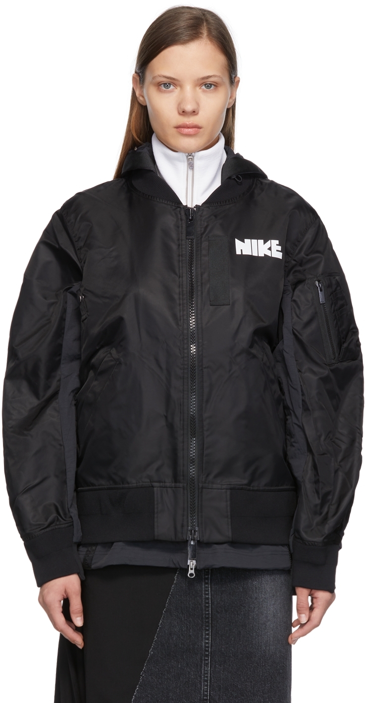 Nike: Black Sacai Edition Bomber Jacket SSENSE