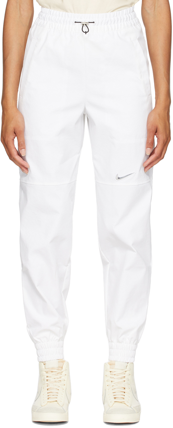 White Twill Sportswear Lounge Pants by Nike on Sale