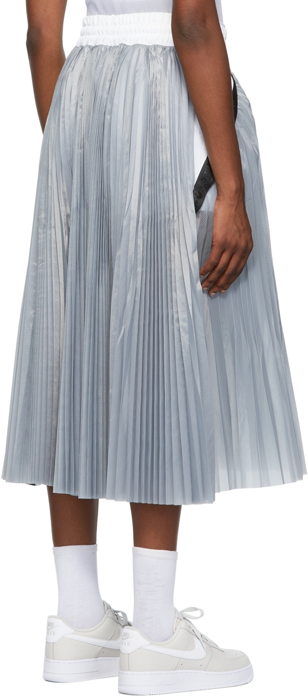 Nike Grey & White Sacai Edition Pleat Skirt | Smart Closet