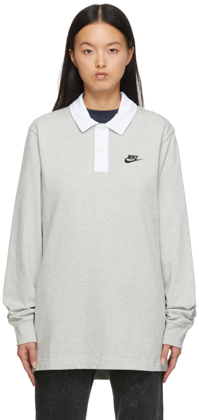 Nike Grey Cotton Rugby Polo
