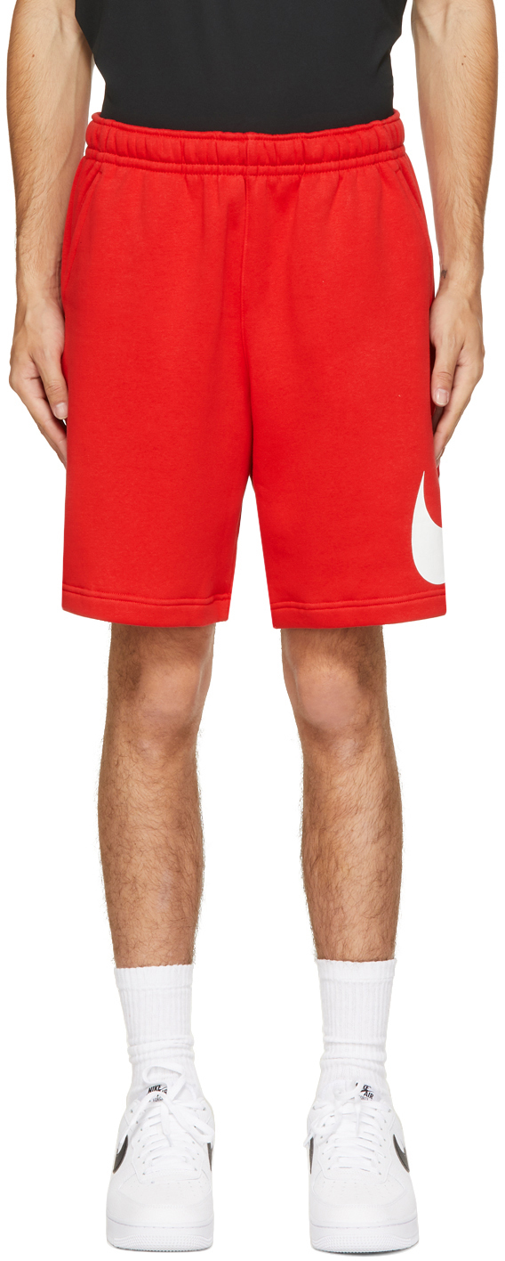 Nike Red & White Fleece Sportswear Club Shorts