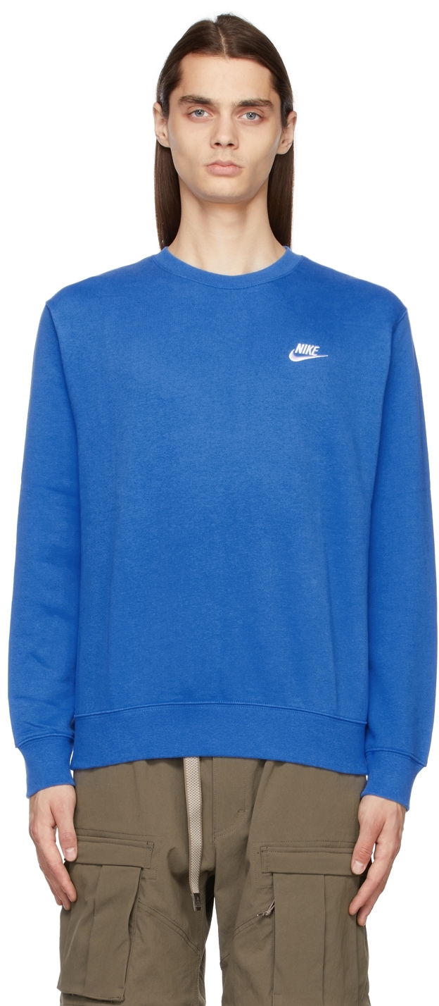 Nike: Blue Sportswear Club Fleece Sweatshirt | SSENSE Canada