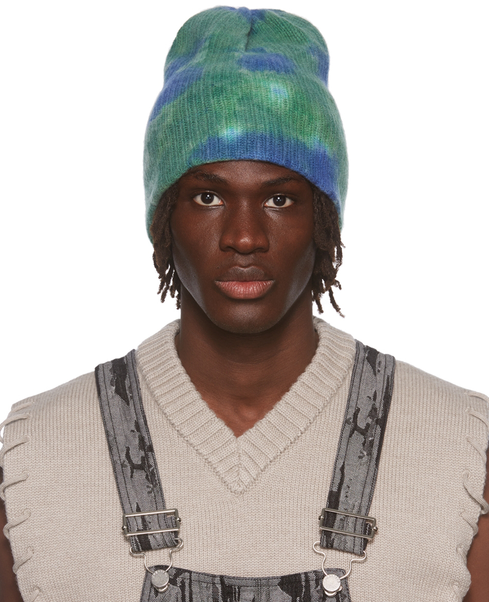 The Elder Statesman Green & Blue Hot Watchman Beanie | Smart Closet