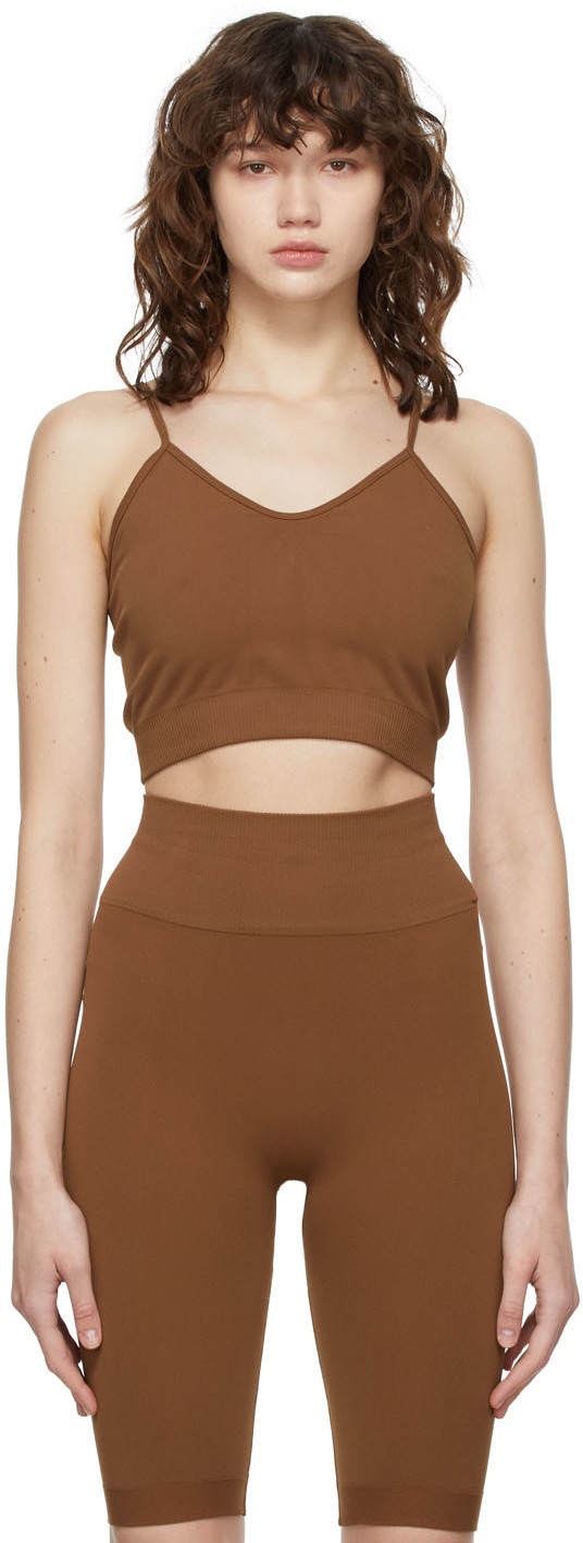 Brown Technical Knit Crop Bra