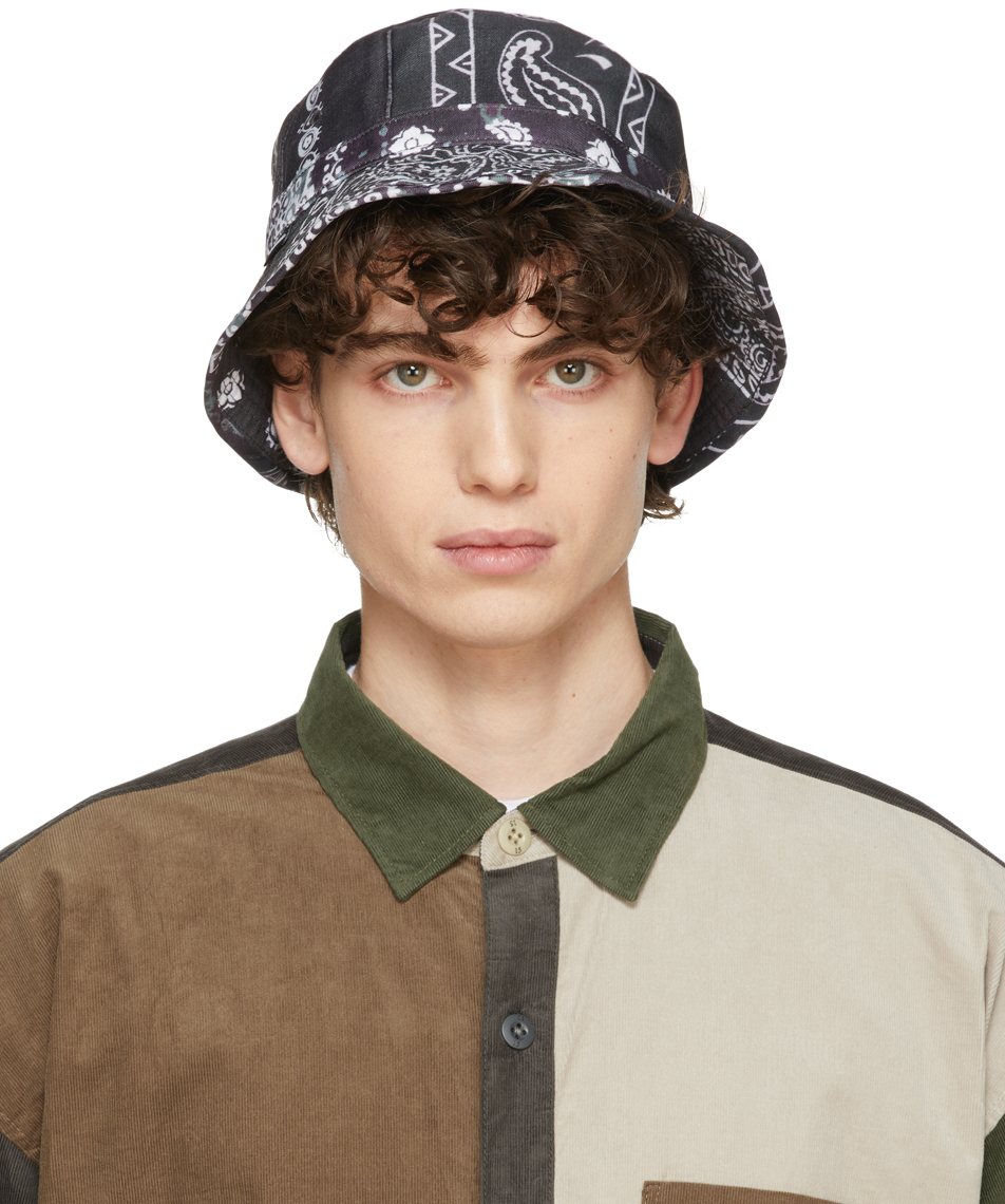 Neighborhood Black Bandana Chopped Bucket Hat SSENSE Canada