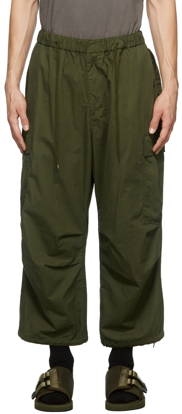 Shop Neighborhood Khaki Wide Cargo/c-pt Trousers In Olive Drab