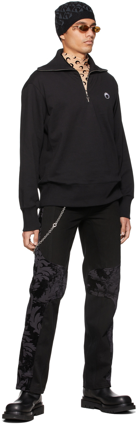 Marine Serre Black Eco-Futurist Printed Half-Zip Sweater | Smart Closet