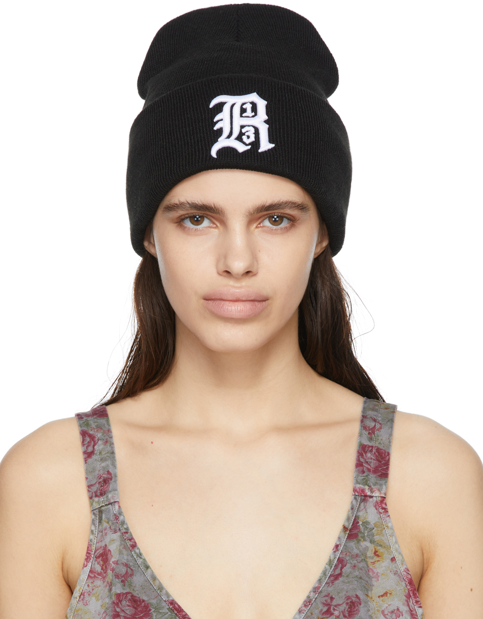 R13 Black Skully Beanie SSENSE