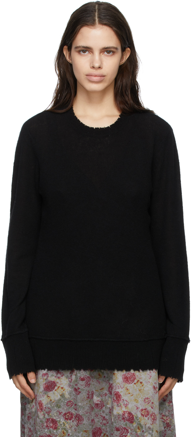 R13 Black Distressed Edge Sweater 