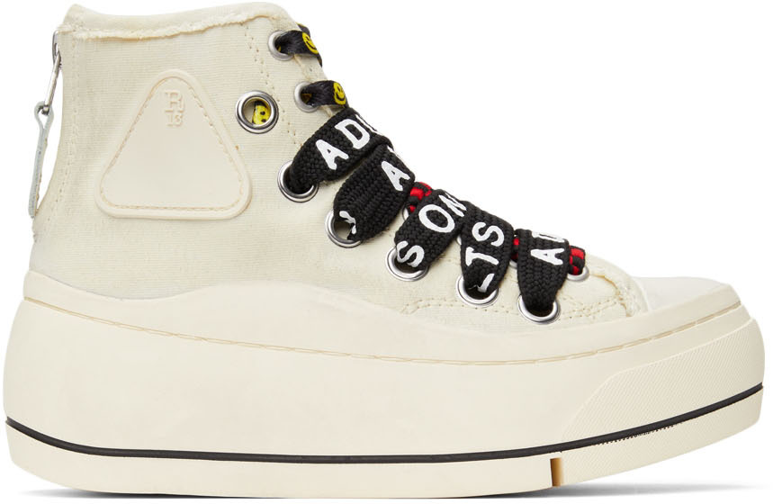 R13 Off-White Double Grommet Sneakers