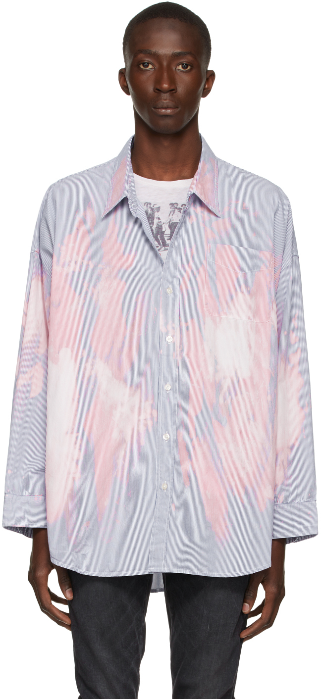 Blue & White Bleached Shirt by R13 on Sale